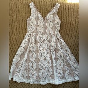 Lulu's White Sleeveless V-Neck A-Line Dress